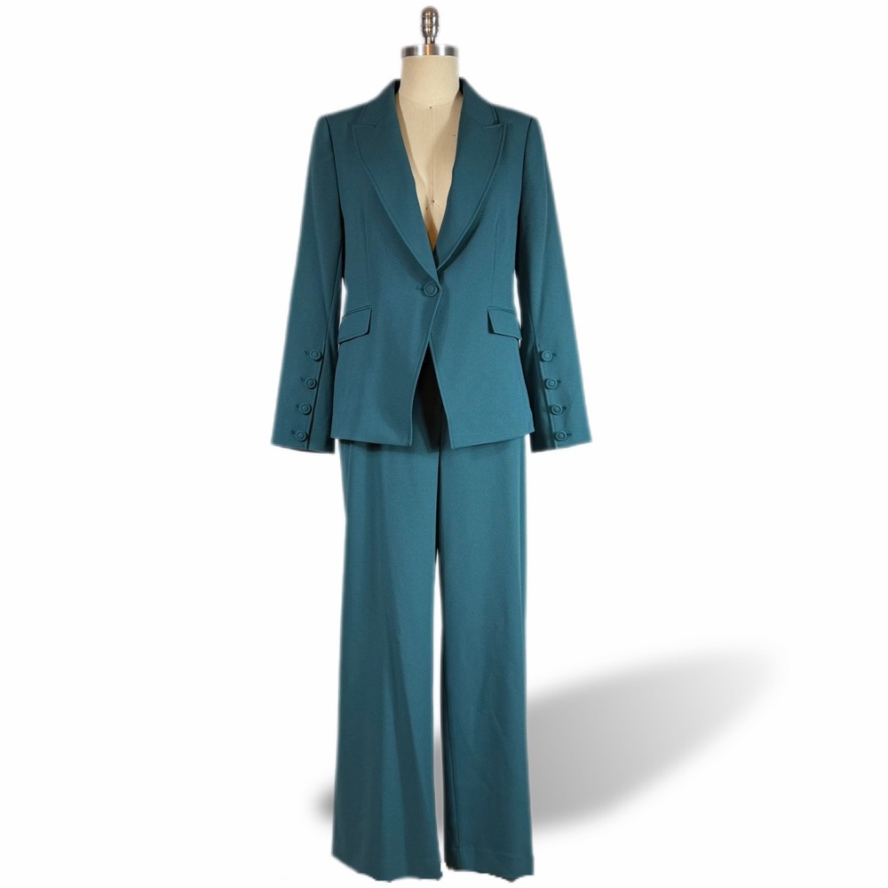 NWOT Tahari ASL Women's One-Button Blazer and Wide Leg Pants in Eucalyptus